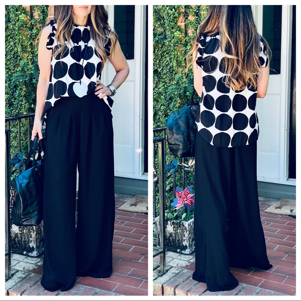 39 Black Fabulous Boho Wide Leg Solid Pleated Pants - Picture 8 of 8